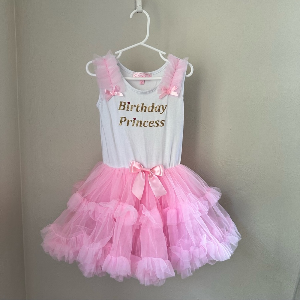 Birthday Princess Pink and Gold Tutu dress; Birthday Party wear size Small